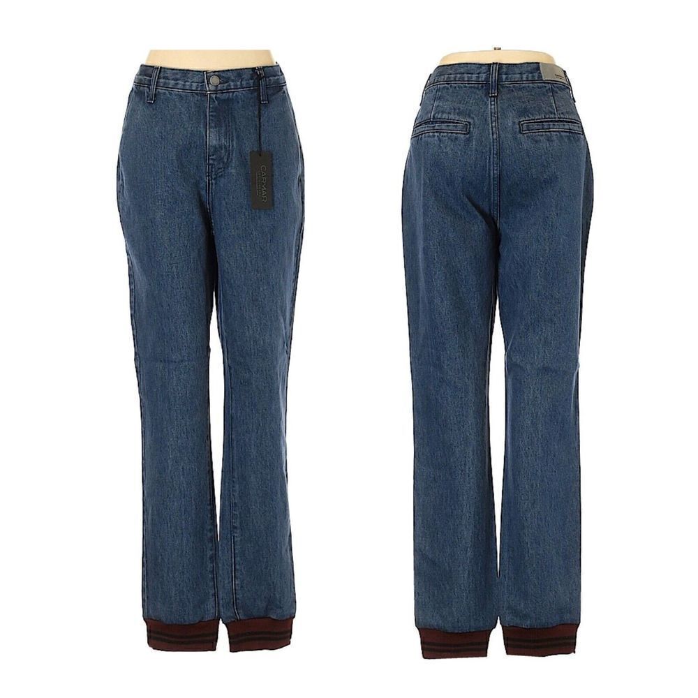 Carmar Womens Aliena Jeans Straight Leg Size 26 High Rise Jogger Cuffs NEW